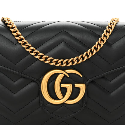 Gucci Calfskin Matelasse GG Marmont Chain Wallet Black 8 of 13