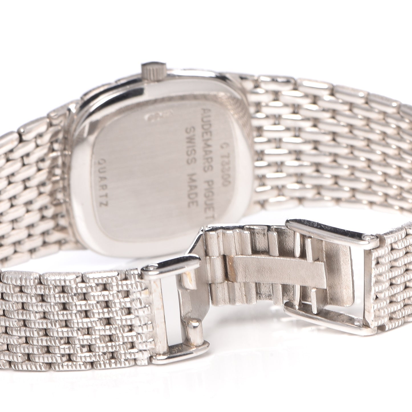 18K White Gold Diamond 22mm Cobra Quartz Watch Black