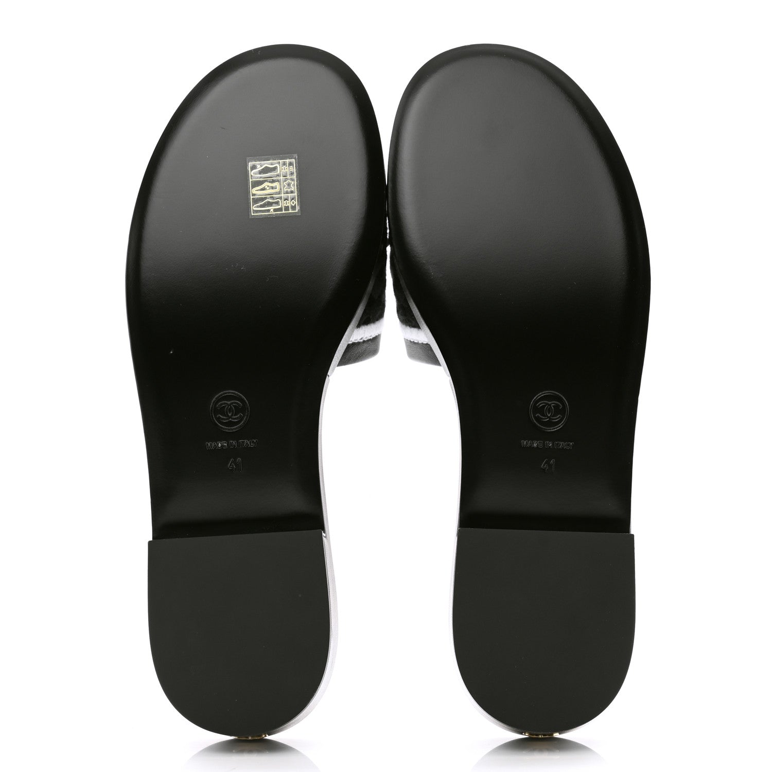 Chanel Lambskin Embroidered CC Mule Sandal 41 Black White 6 of 10