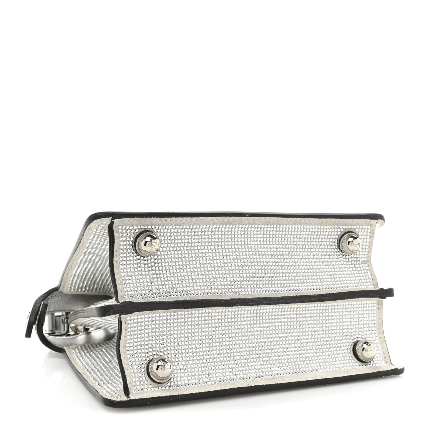 Crystal Vitello Laminato FF Petite Peekaboo I SEE U Satchel Crystal Argento