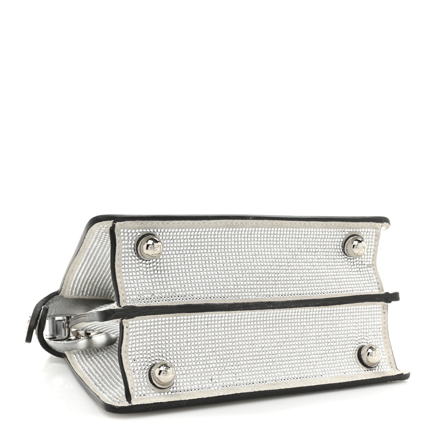 Fendi Crystal Vitello Laminato FF Petite Peekaboo I SEE U Satchel Crystal Argento 4 of 14