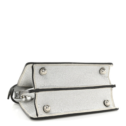 Fendi Crystal Vitello Laminato FF Petite Peekaboo I SEE U Satchel Crystal Argento 4 of 14