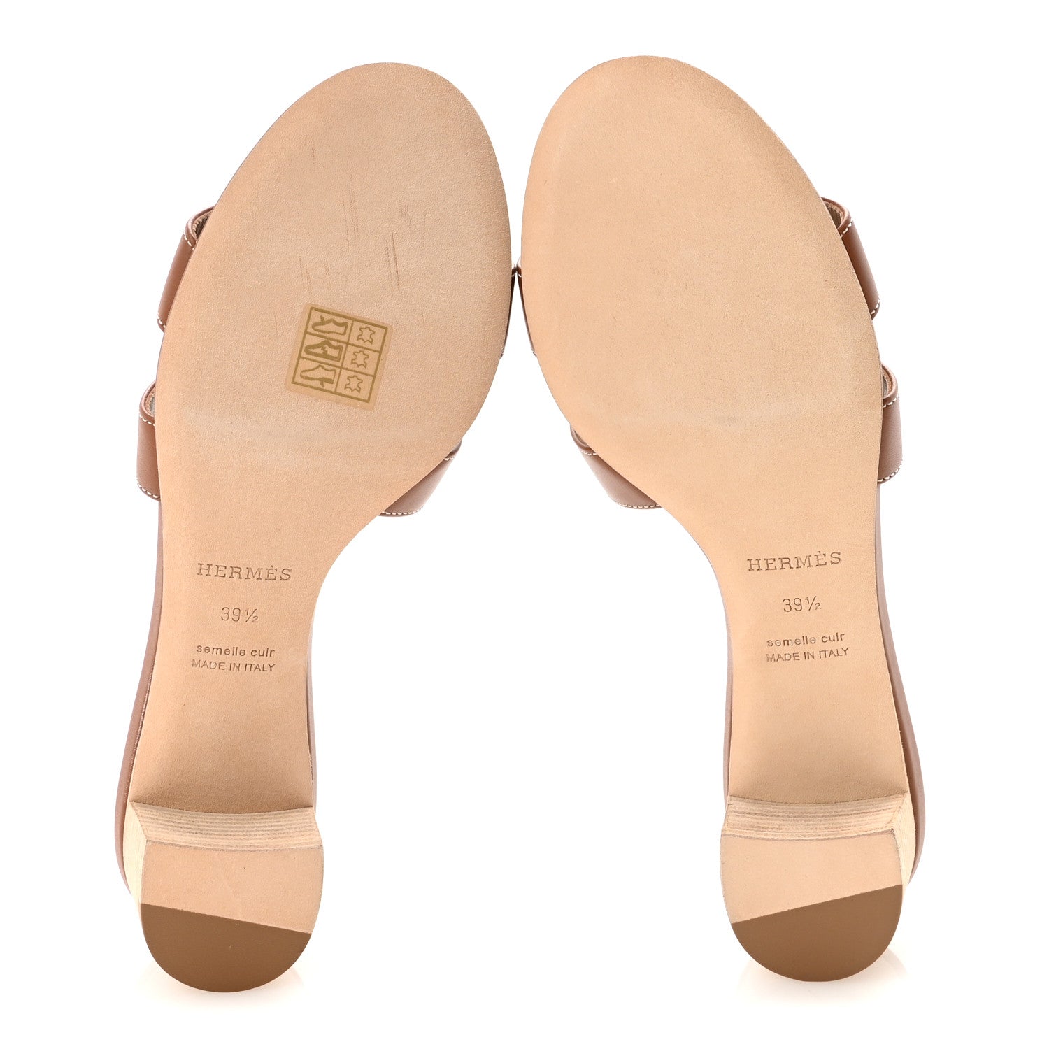 Hermes Calfskin Oasis Sandals 39.5 Gold 6 of 9
