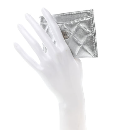Chanel Metallic Lambskin Quilted Card Holder Silver 2 of 8