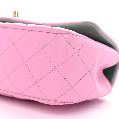 Chanel Lambskin Quilted Bi-Color Mini Top Handle Rectangular Flap Light Lilac Light Green 10 of 10