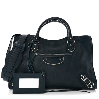 Balenciaga Chevre Silver Metallic Edge Hardware City Bleu Paon 3 of 11