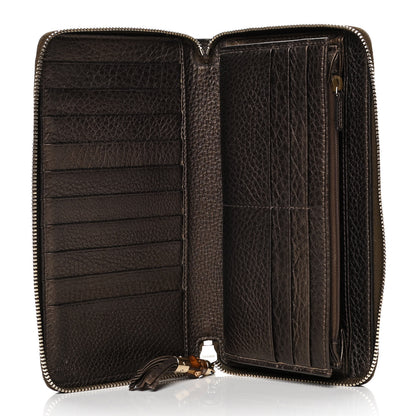 Gucci Metallic Calfskin Bamboo Tassel Zip Around Wallet Bronze 4 of 7