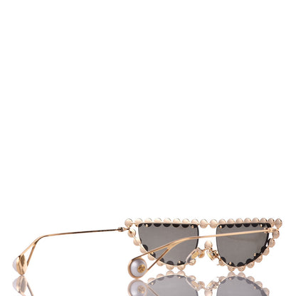 Gucci Metal Pearl Cat Eye Sunglasses GG0364S Gold 4 of 9