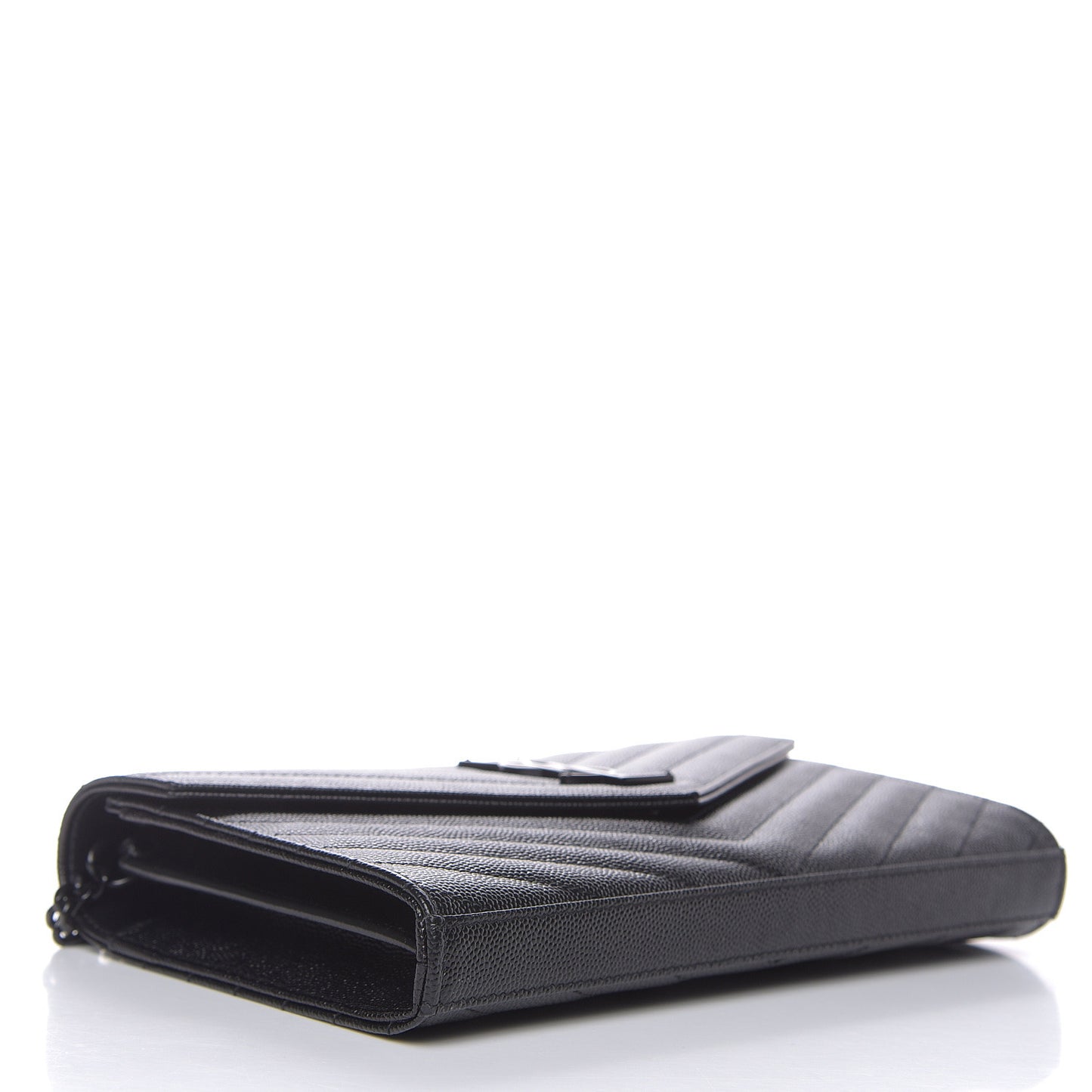 Grain De Poudre Matelasse Chevron Monogram Chain Wallet Black