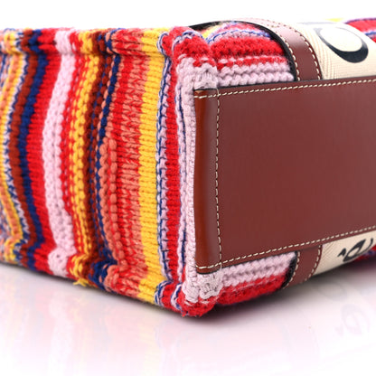 Chloe Knit Calfskin Medium Woody Ribbon Tote Red Multicolor 8 of 10