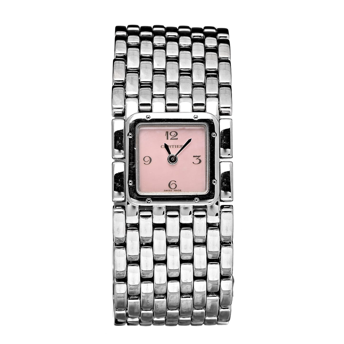 Stainless Steel Pink Mother of Pearl 21mm Panthere Ruban Quartz Watch