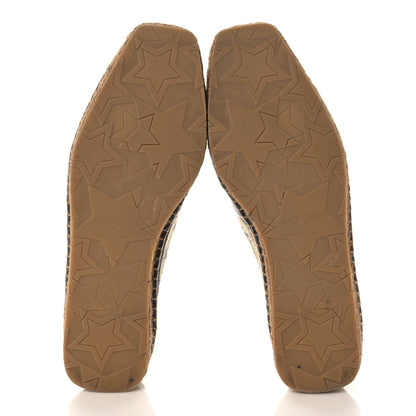Jimmy Choo Jacquard Monogram Calfskin Cora Dru Espadrilles 37 Sand Dune Navy 5 of 11