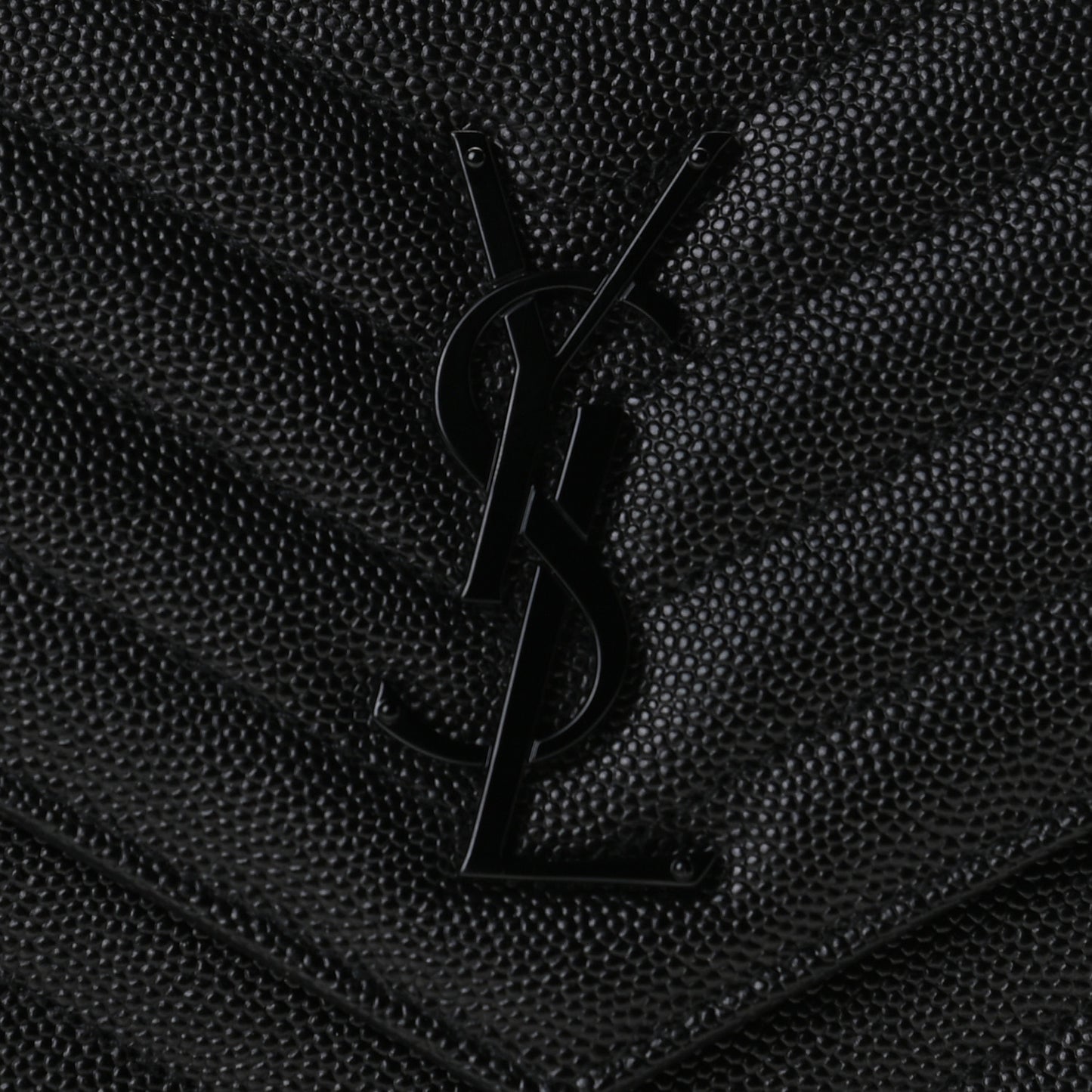 Grain De Poudre Matelasse Chevron Monogram Chain Wallet Black