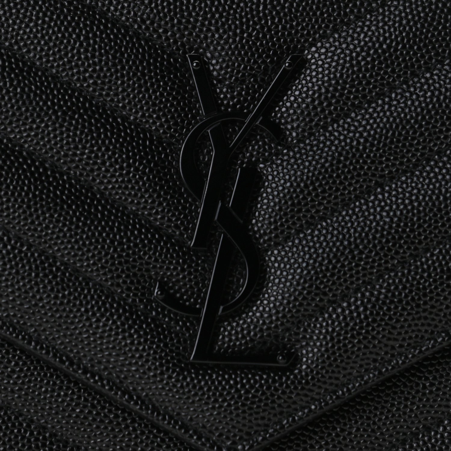 Saint Laurent Grain De Poudre Matelasse Chevron Monogram Chain Wallet Black 7 of 10