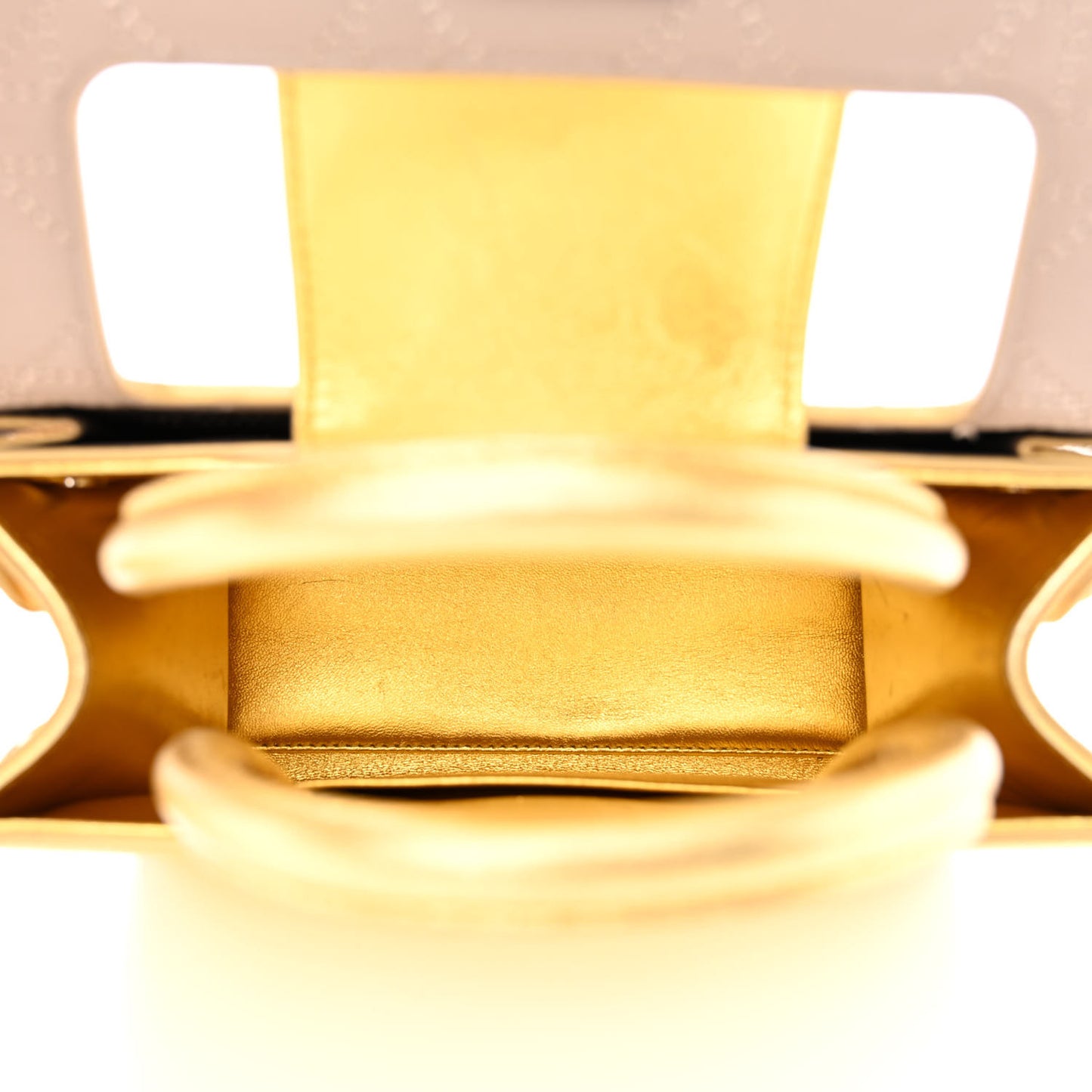 Metallic Grained Calfskin Mini Diorever Flap Gold
