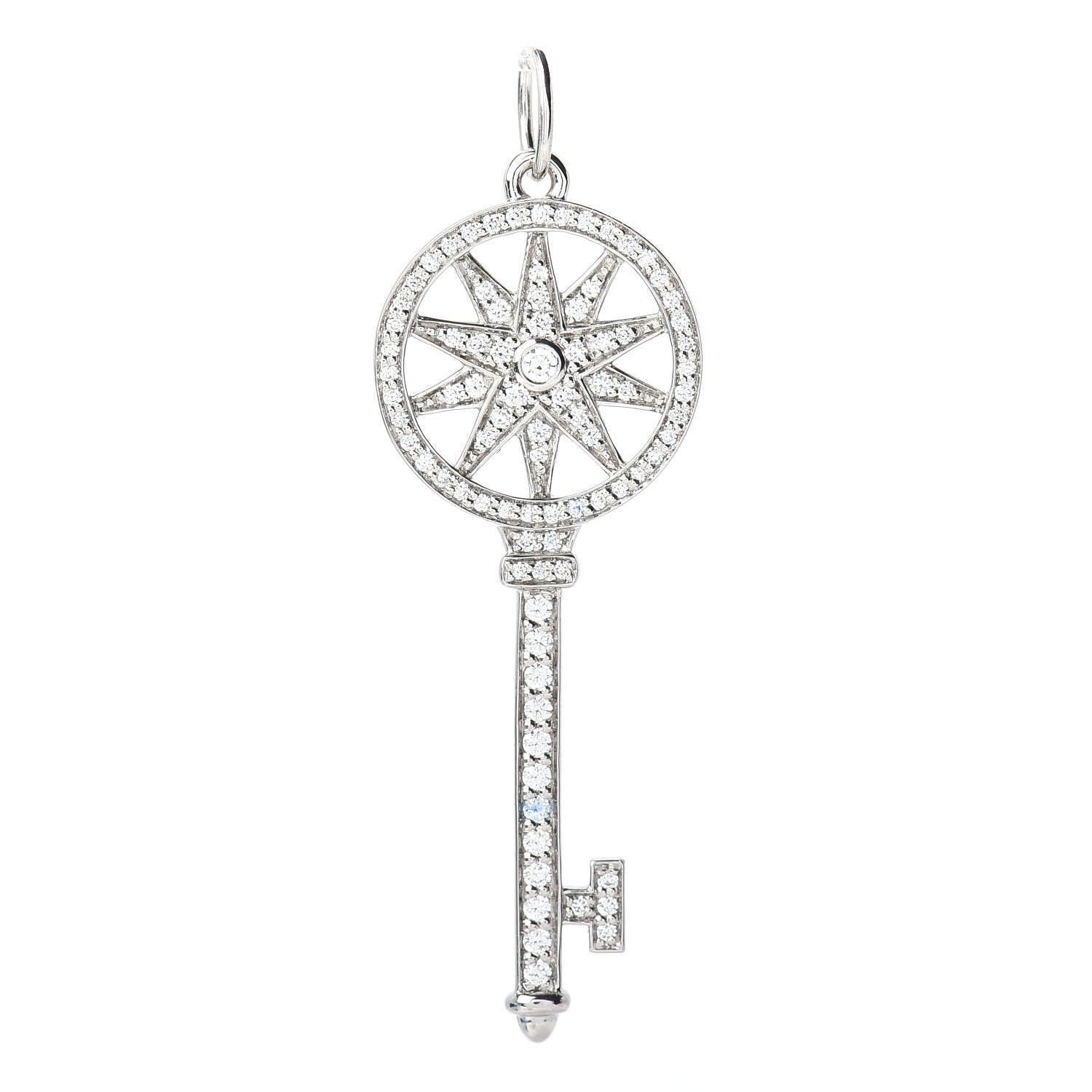 Tiffany Platinum Diamond Star Key Pendant 1 of 3