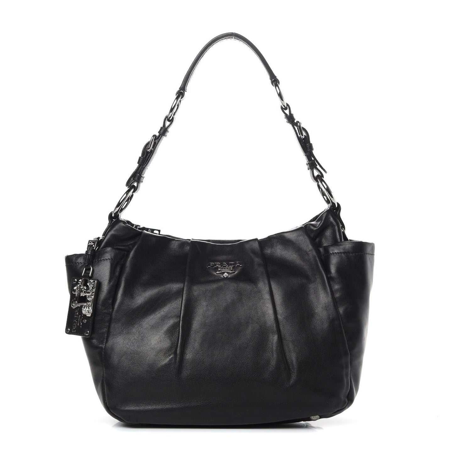Soft Calfskin Pleated Hobo Black