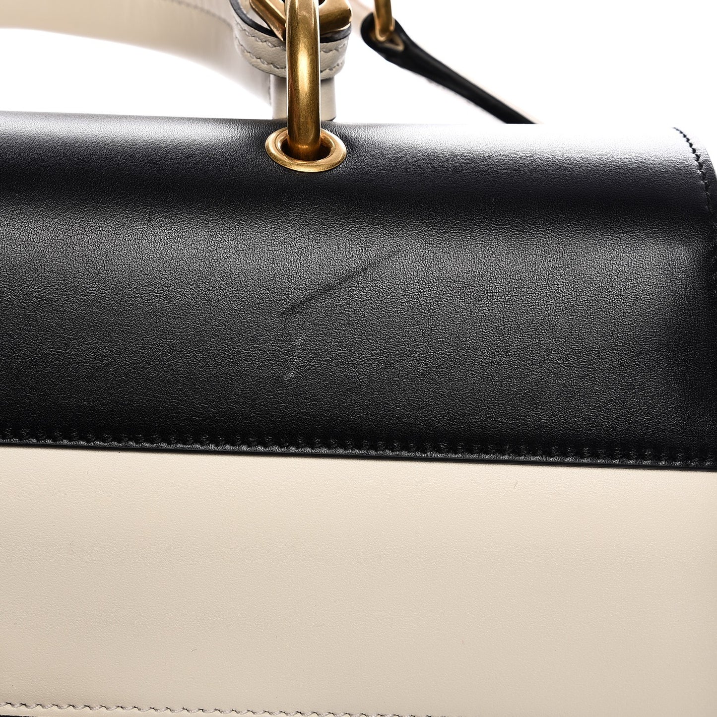 Calfskin Sylvie Web Large Queen Margaret Top Handle Bag Black Mystic White