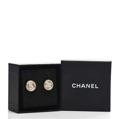 Chanel Crystal CC Round Earrings Light Gold 5 of 5