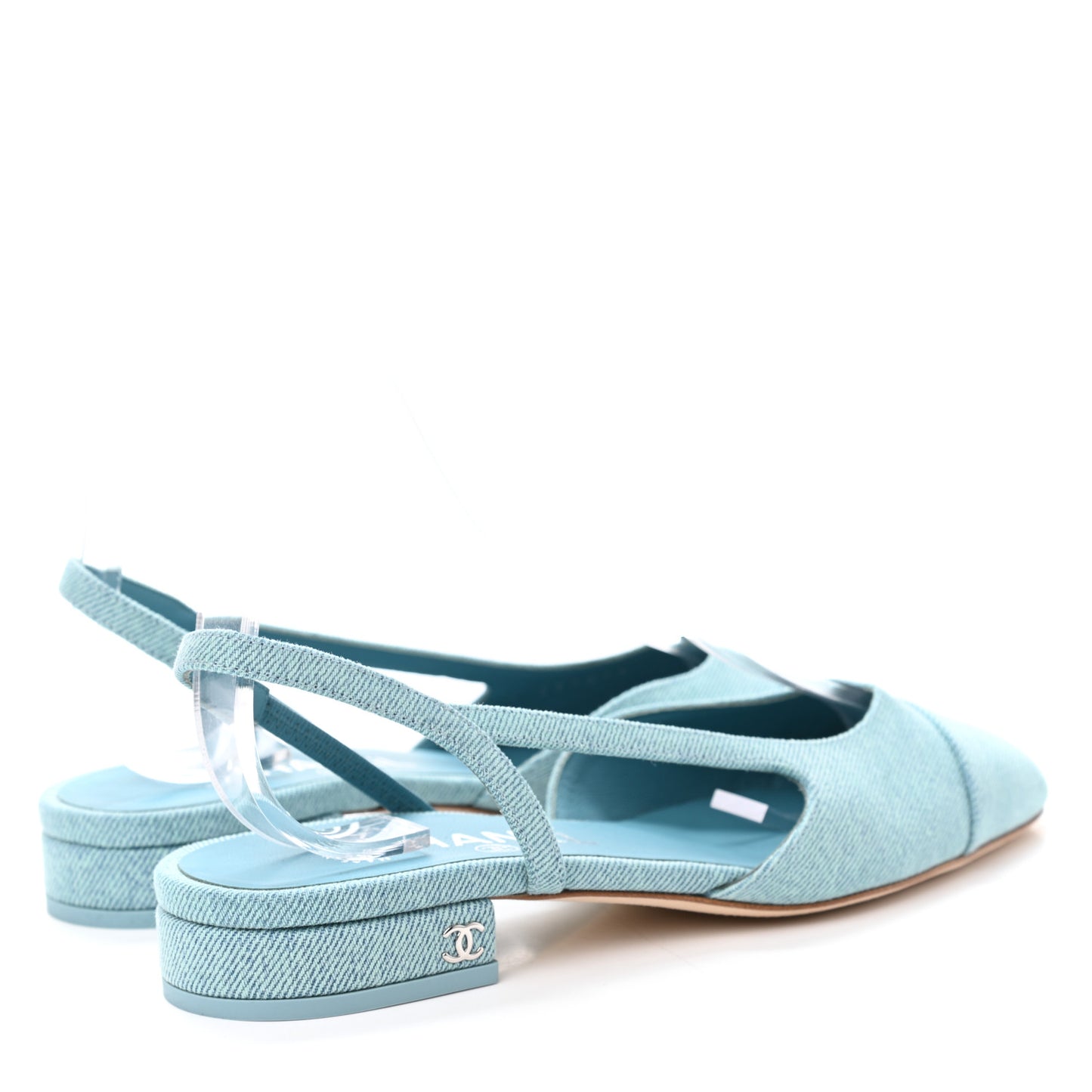 Denim Cap Toe CC Slingback Flats 36 Blue