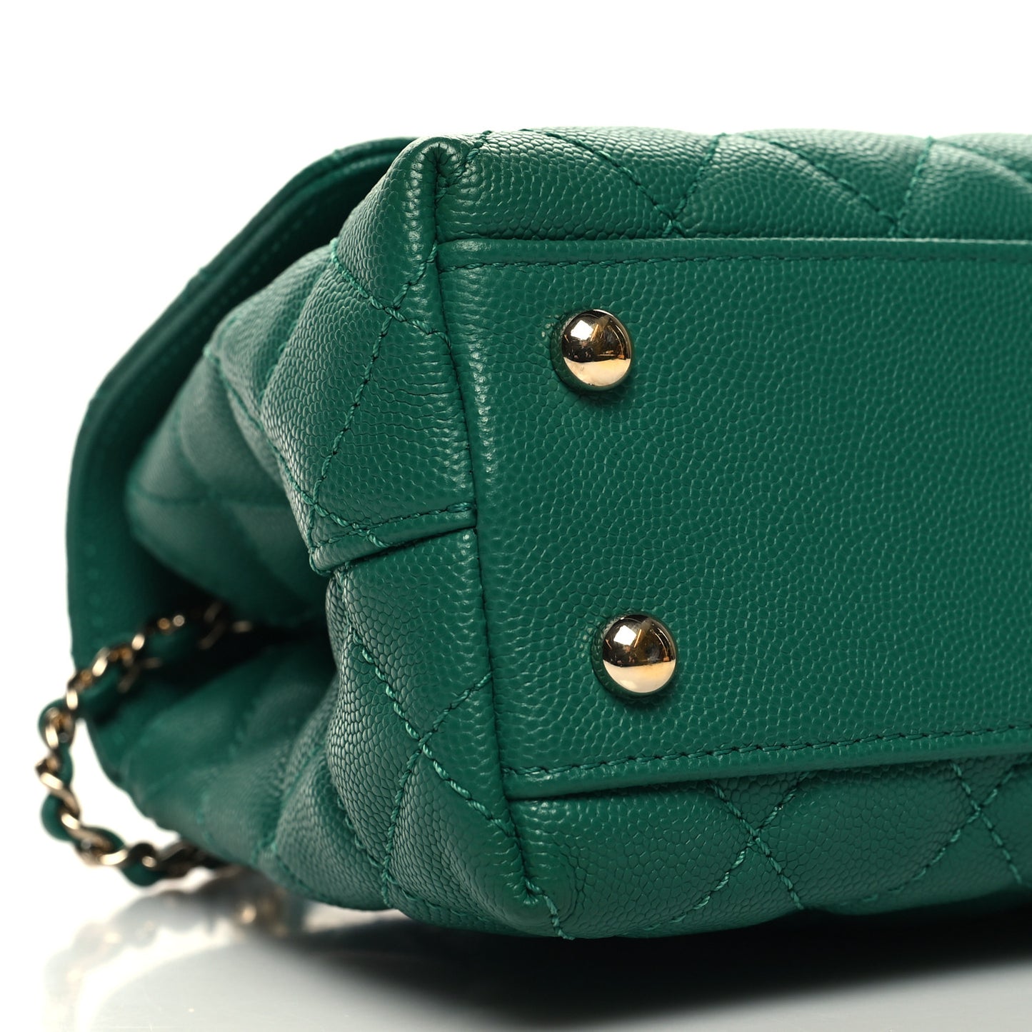 Caviar Quilted Mini Coco Handle Flap Green