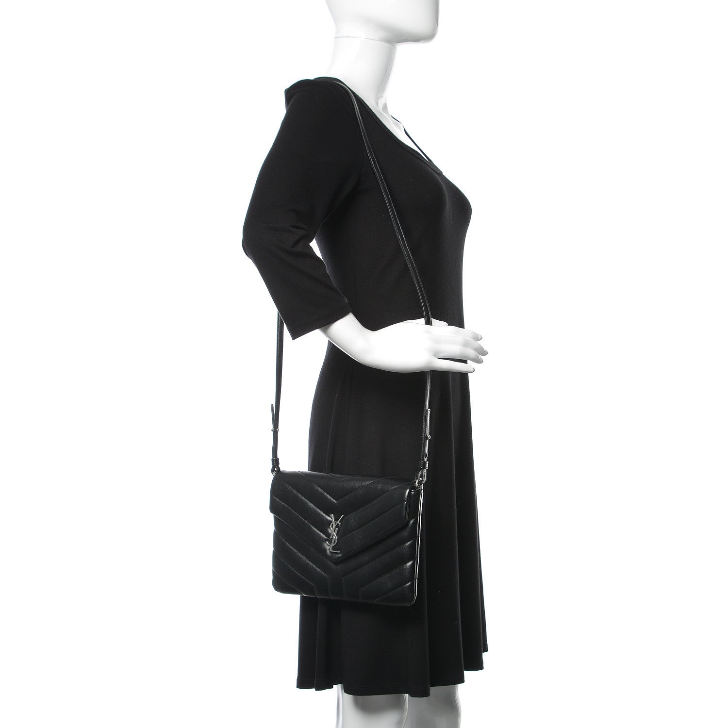 Saint Laurent Calfskin Y Quilted Monogram Loulou Flap Bag Black 2 of 10