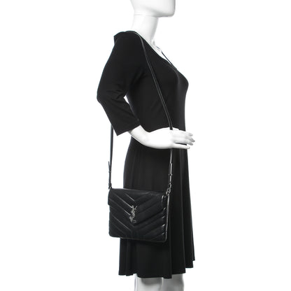 Saint Laurent Calfskin Y Quilted Monogram Loulou Flap Bag Black 2 of 10