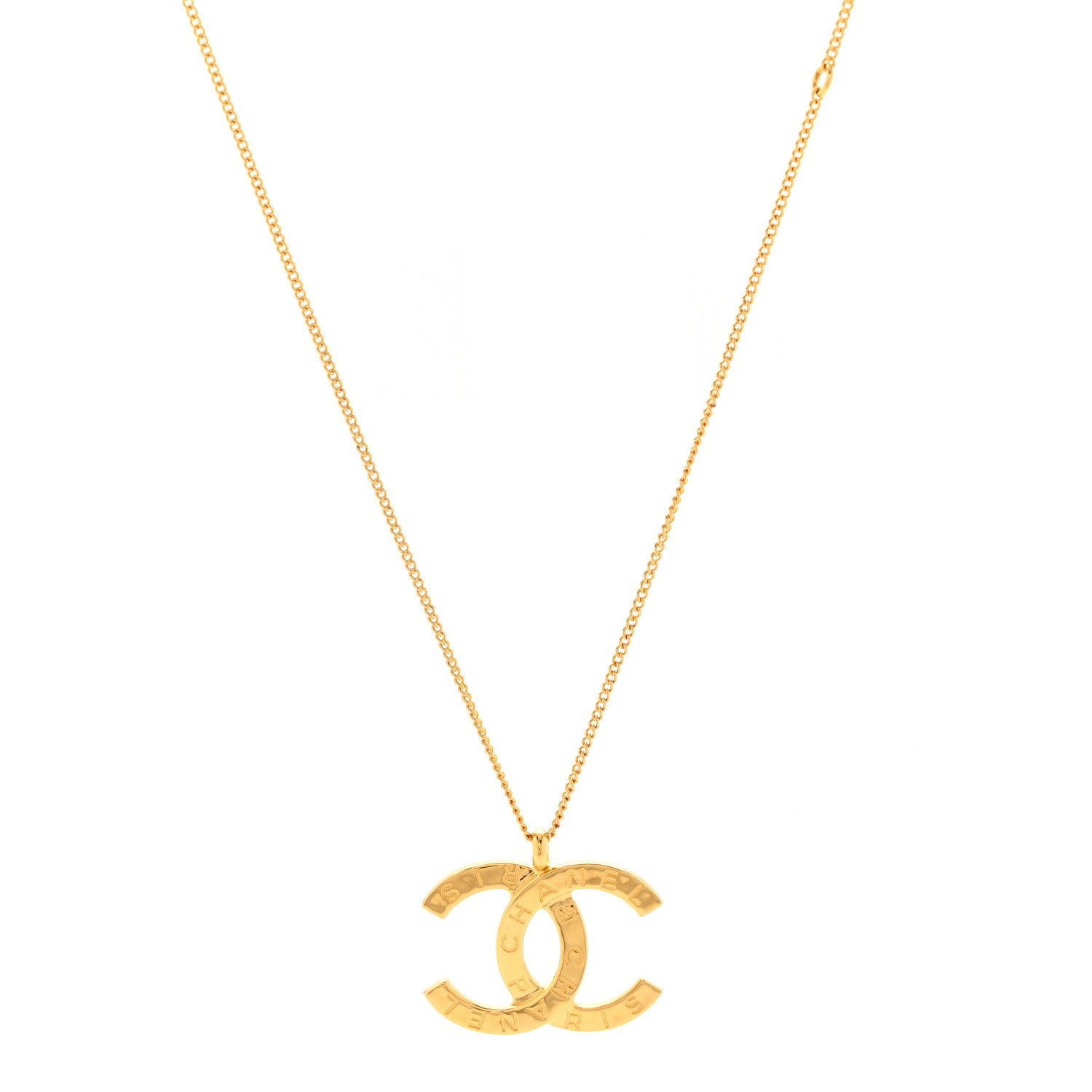 Chanel Metal CC Paris Button Necklace Gold 1 of 6