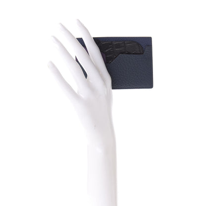 Hermes Togo Crocodile Bear Petit H Card Case Bleu Nuit Black Ultraviolet 2 of 6