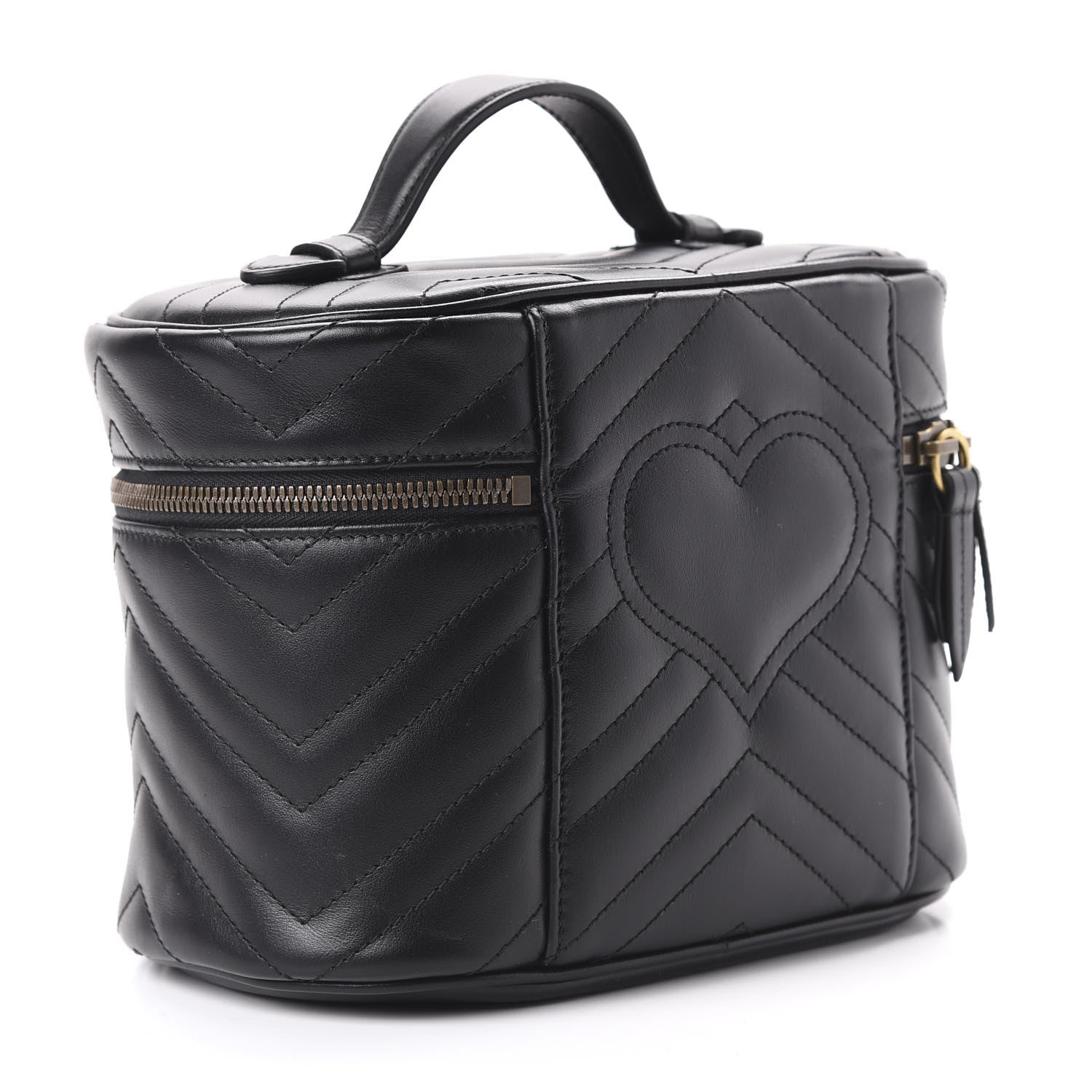 Gucci Calfskin Matelasse Small GG Marmont Vanity Cosmetic Case Black 3 of 10