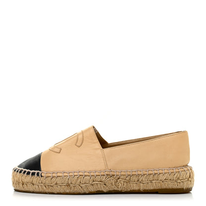 Chanel Lambskin CC Espadrilles 36 Beige Black 1 of 7