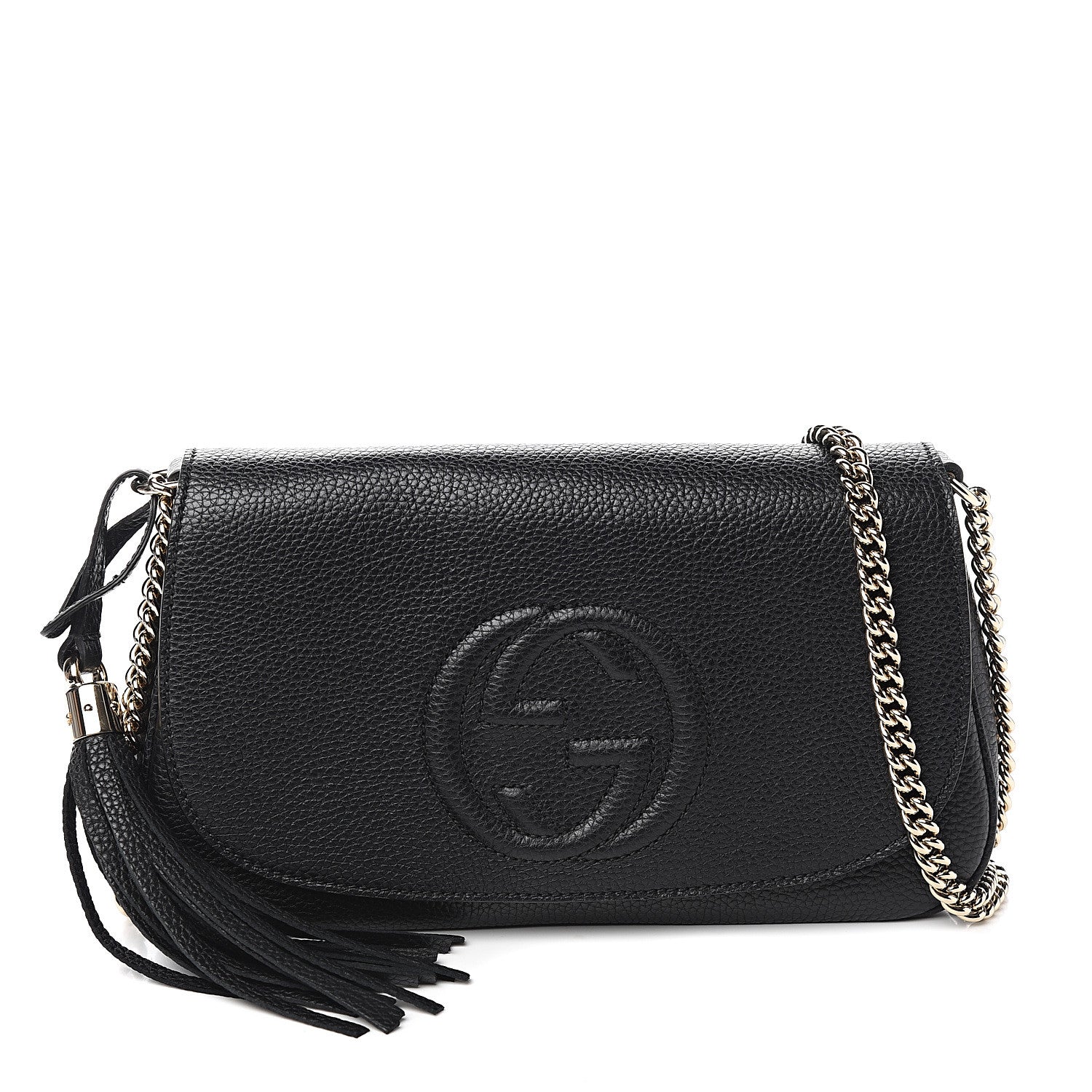 Gucci Pebbled Calfskin Medium Soho Flap Crossbody Black 1 of 9
