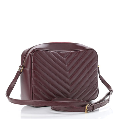 Saint Laurent Calfskin Matelasse Monogram Lou Camera Bag Dark Legion Red 3 of 10