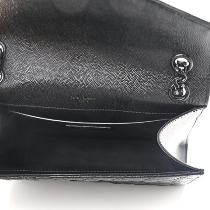 Saint Laurent Grain De Poudre Textured Mixed Matelasse Triquilt Medium Monogram Satchel Black 5 of 9