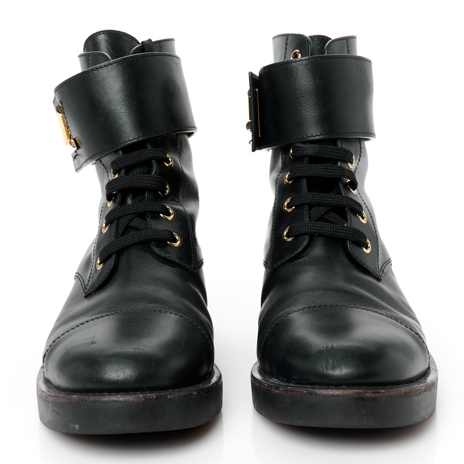 Louis Vuitton Calfskin Wonderland Flat Ranger Boots 37 Black 3 of 10