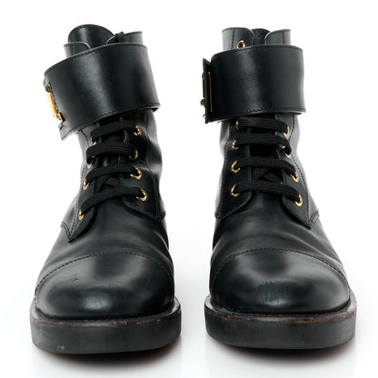 Louis Vuitton Calfskin Wonderland Flat Ranger Boots 37 Black 3 of 10