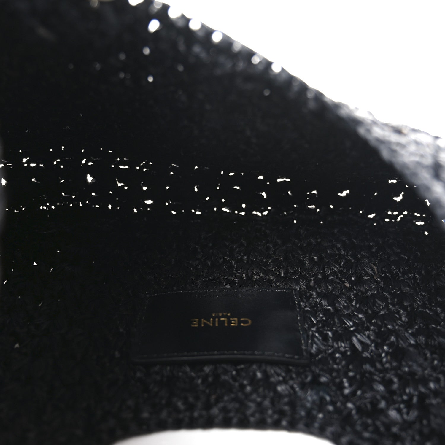 Celine Raffia Calfskin Triomphe Panier Hobo Bag Black 5 of 11