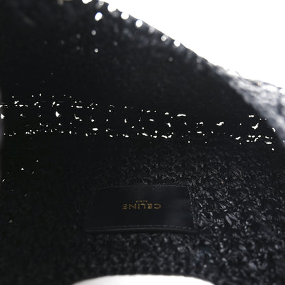Celine Raffia Calfskin Triomphe Panier Hobo Bag Black 5 of 11