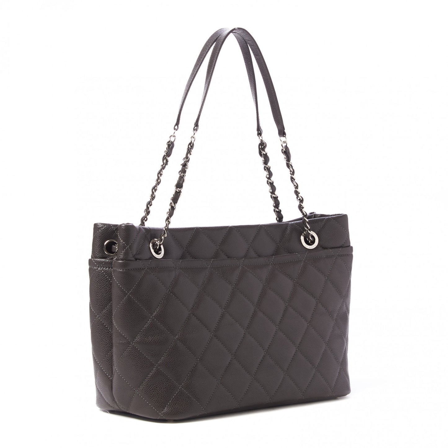 Caviar Quilted Timeless CC Soft Tote Dark Grey