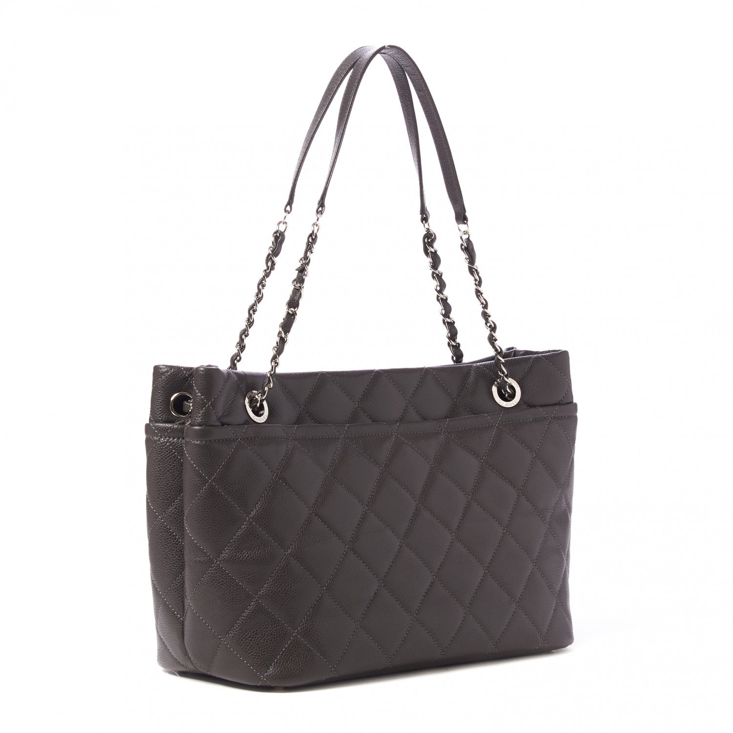 Chanel Caviar Quilted Timeless CC Soft Tote Dark Grey 2 of 9