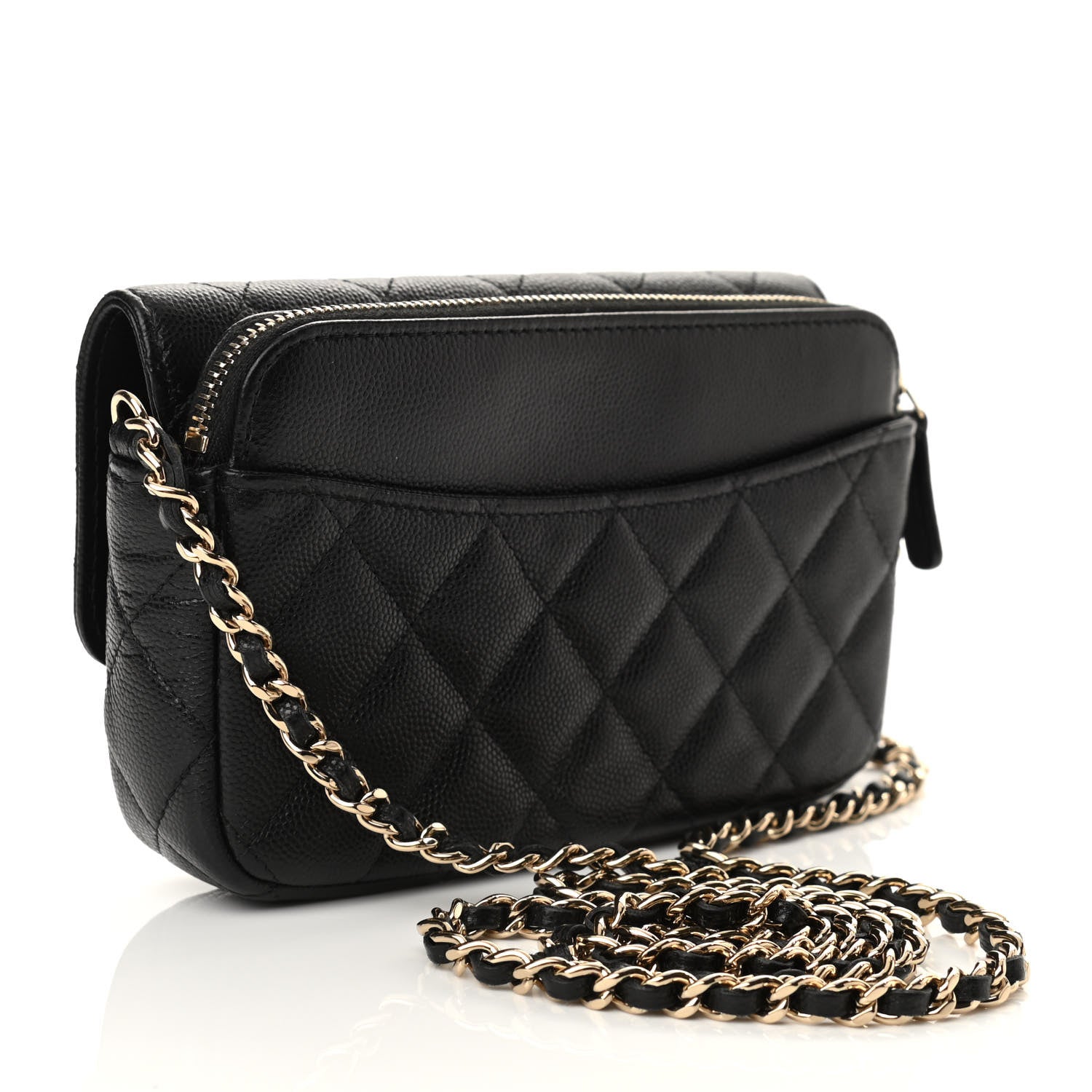 Chanel Caviar Quilted Flap Phone Holder With Chain Black 3 of 12