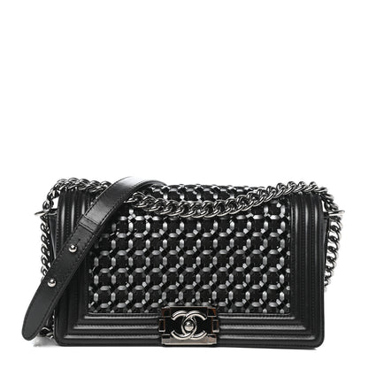 Chanel Sheepskin Braided Medium Boy Reverso Flap Black 1 of 10