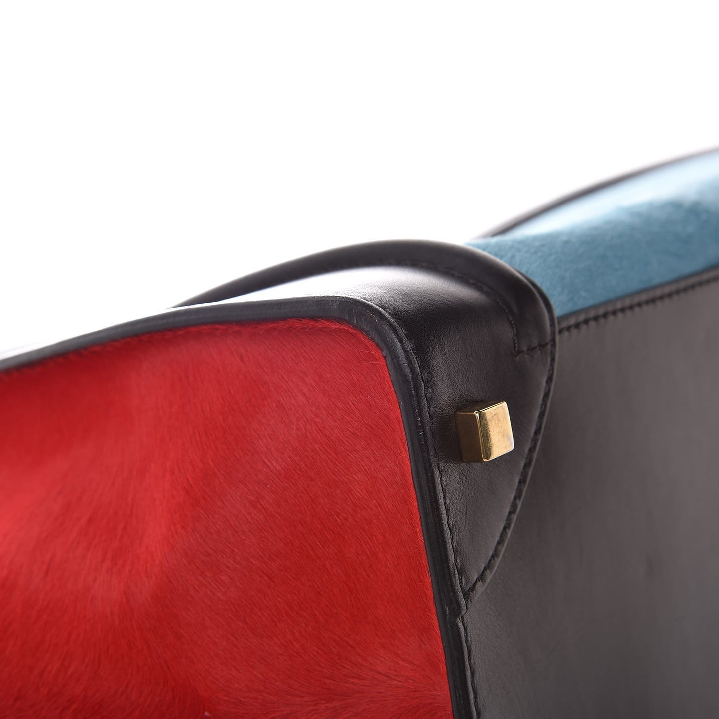 Pony Hair Mini Tri-Color Luggage Glacier Red Black