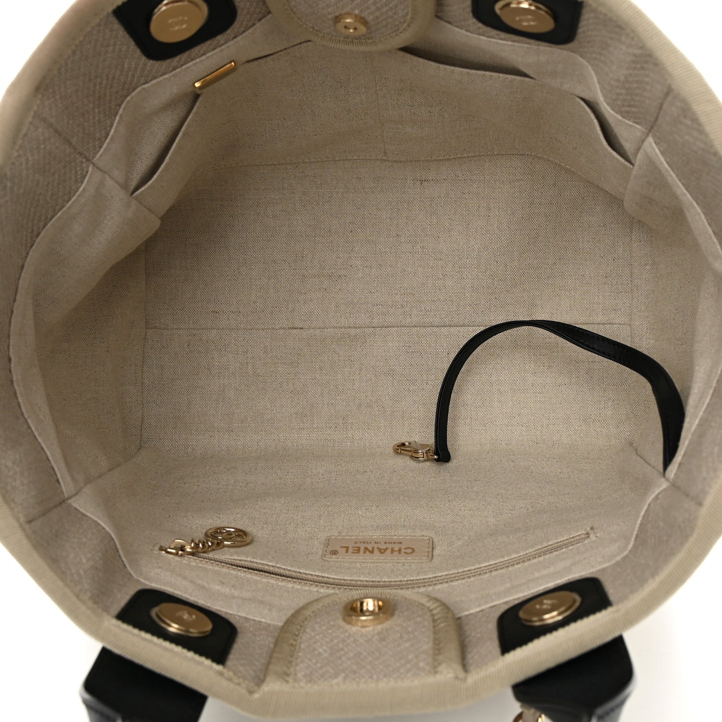 Mixed Fibers Small Deauville Tote Beige Black