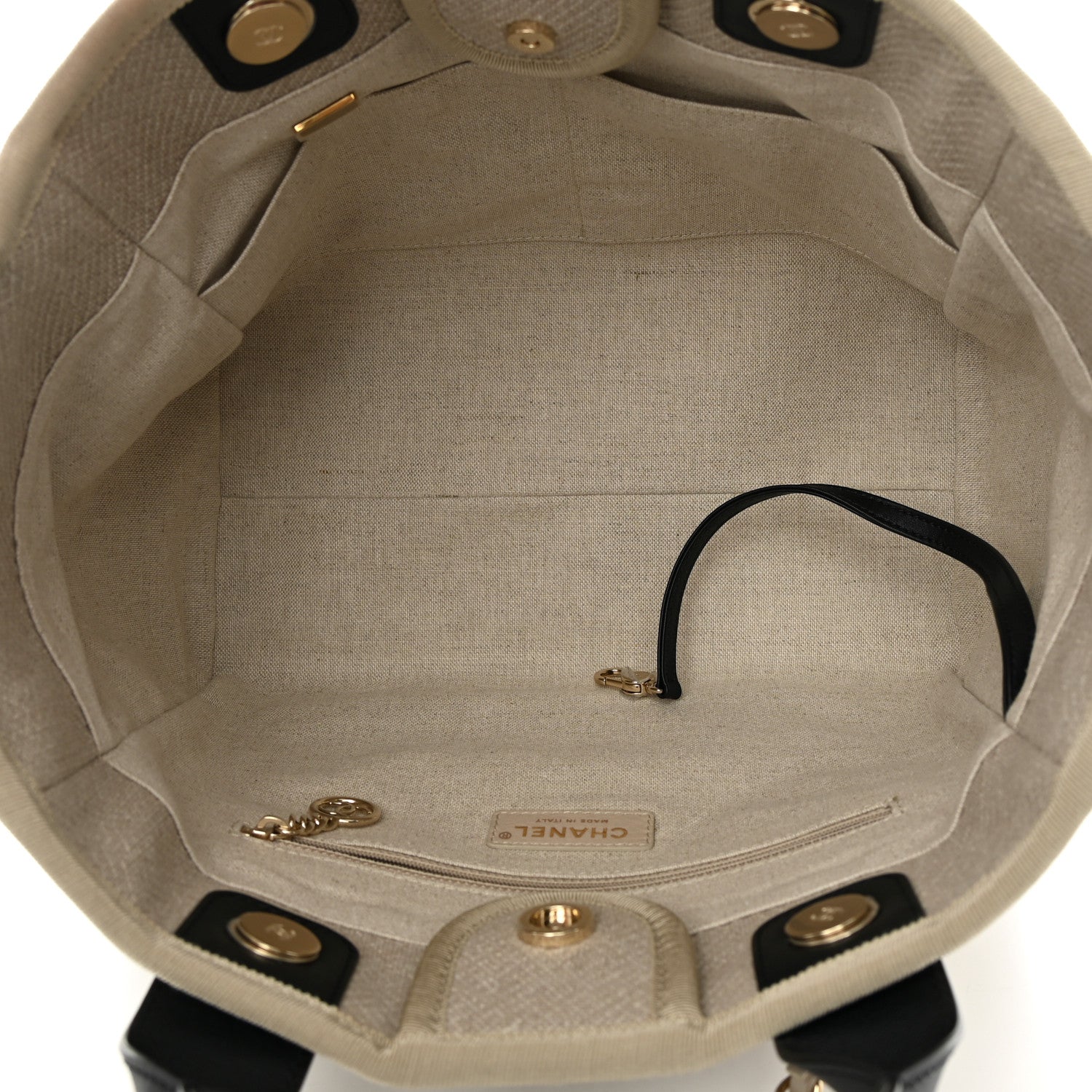Chanel Mixed Fibers Small Deauville Tote Beige Black 6 of 12