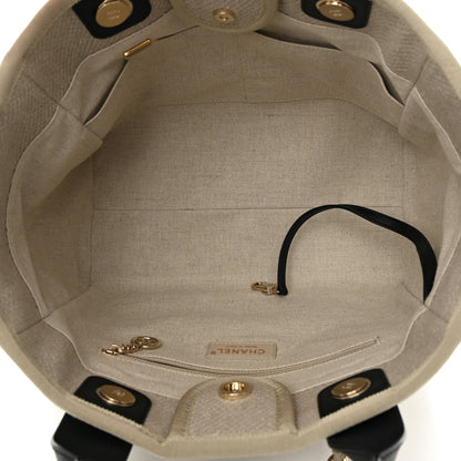 Chanel Mixed Fibers Small Deauville Tote Beige Black 6 of 12