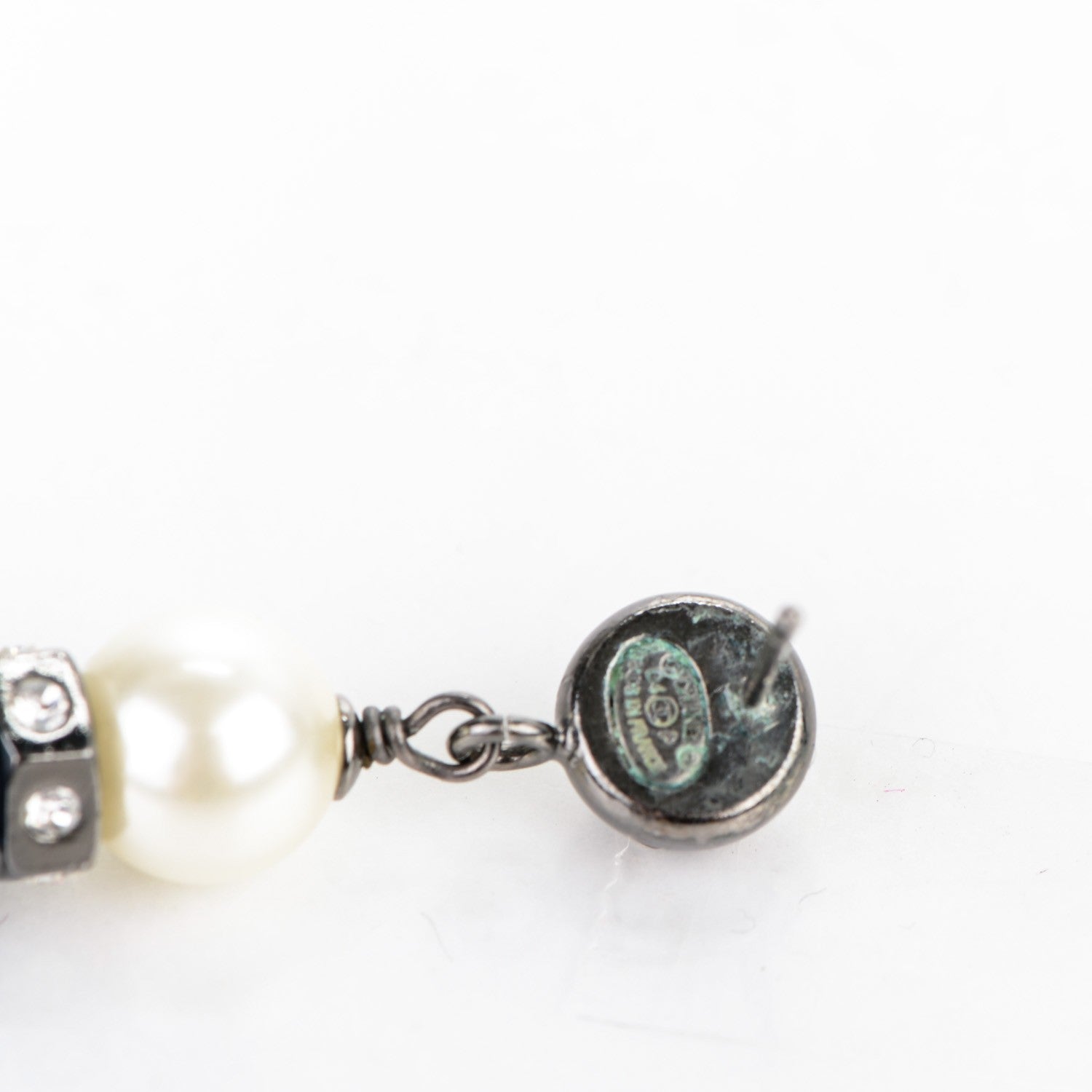 Chanel Crystal Pearl Drop CC Earrings 6 of 6
