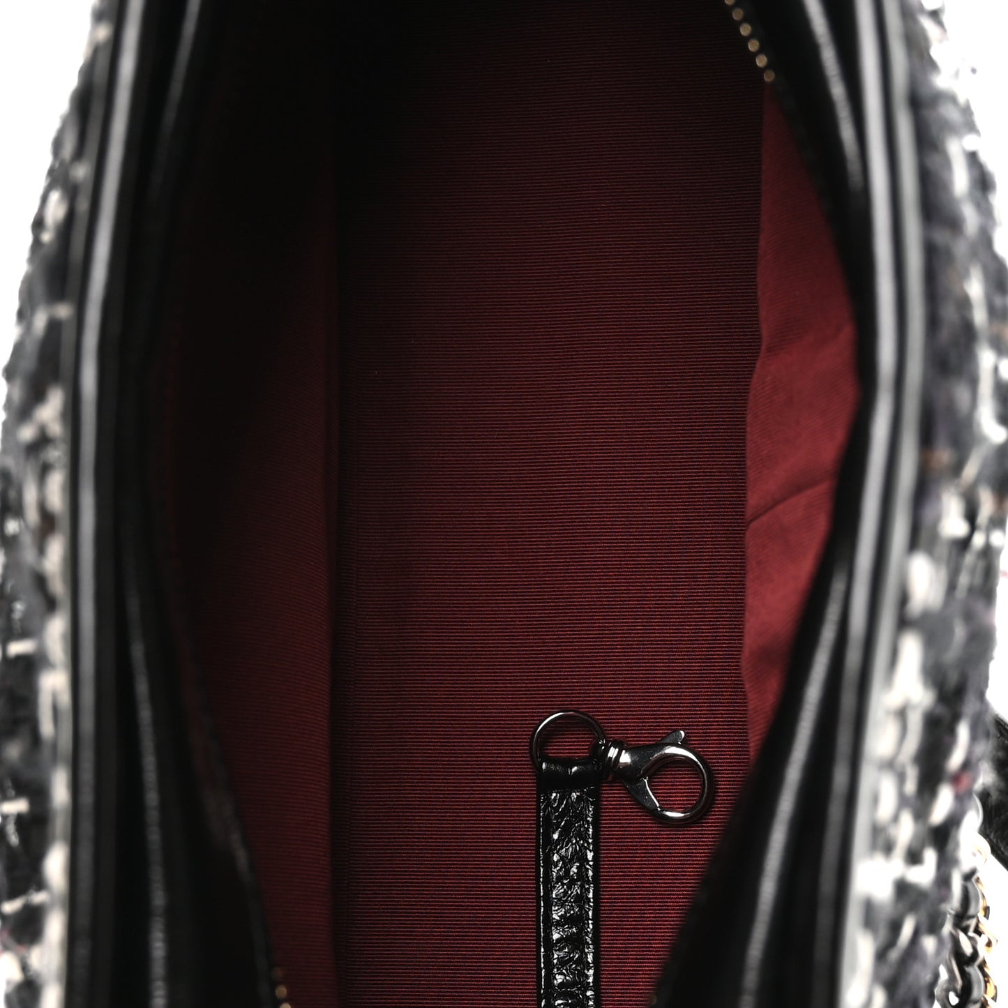 Tweed Calfskin Quilted Medium Gabrielle Hobo Black White
