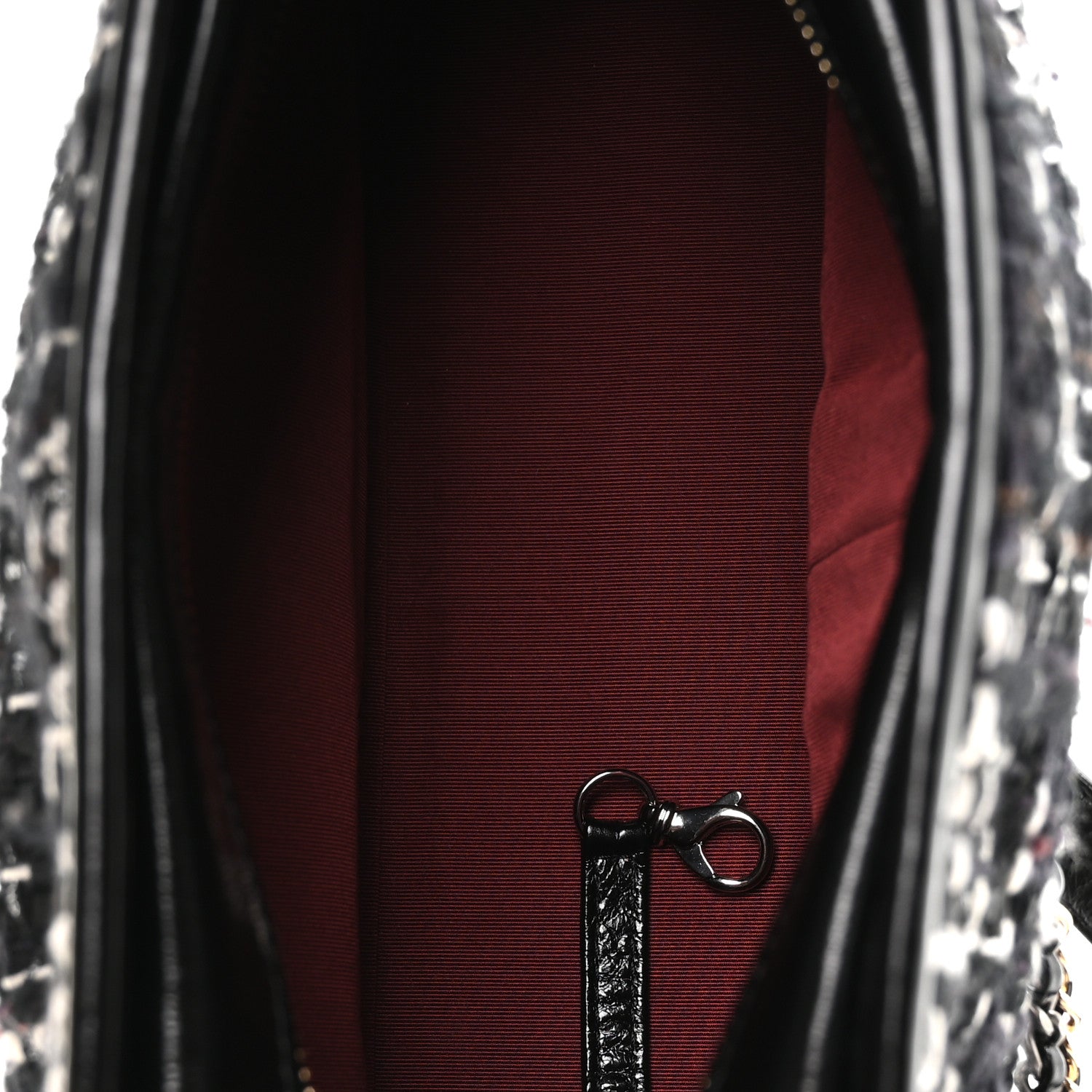 Chanel Tweed Calfskin Quilted Medium Gabrielle Hobo Black White 5 of 11