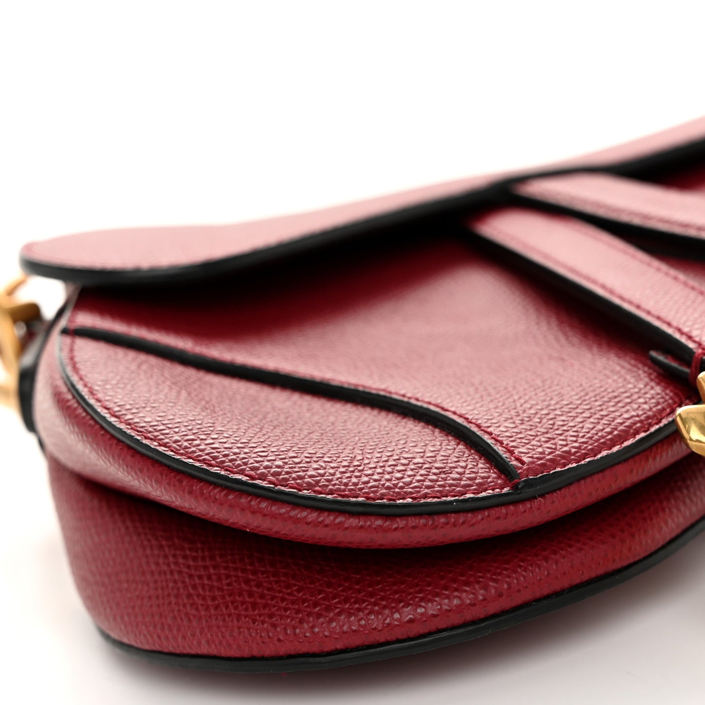 Grained Calfskin Mini Saddle Bag Red